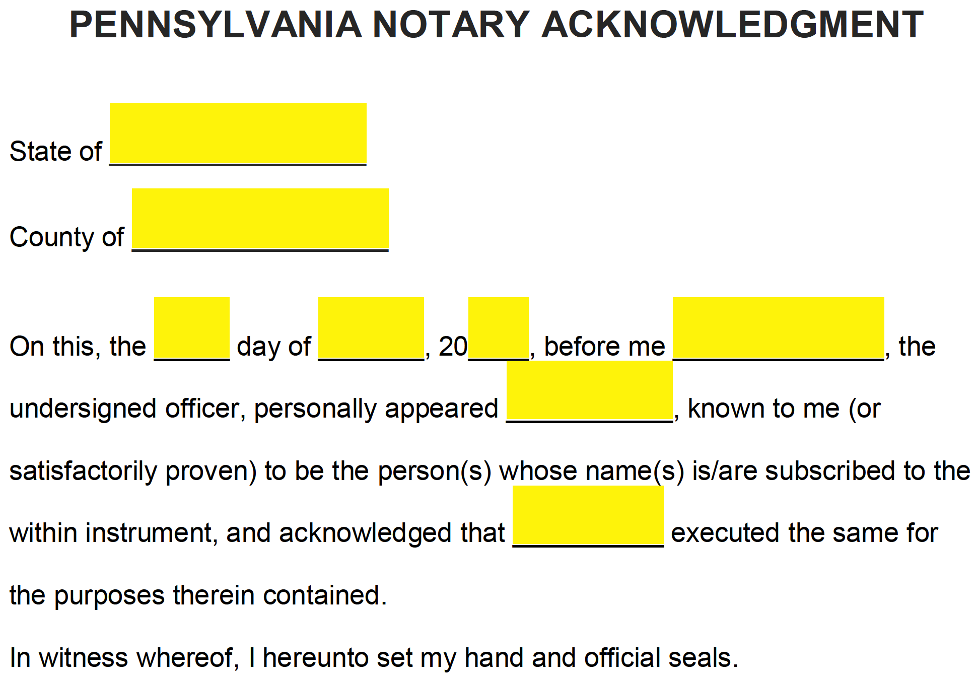 free-pennsylvania-notary-acknowledgment-form-pdf-word-eforms