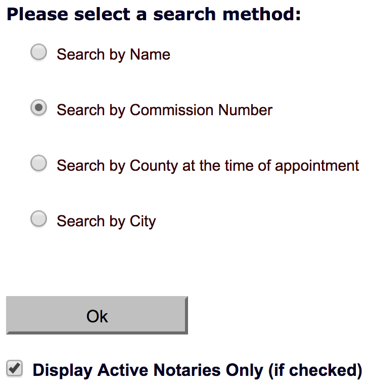 notary public search by commission number