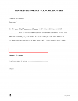 Tennessee Notary Acknowledgment Form