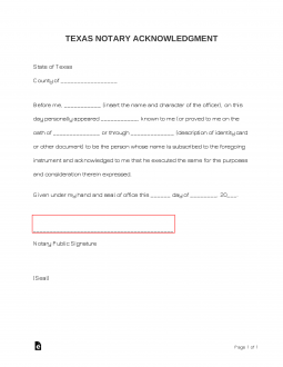 Texas Notary Acknowledgment Form