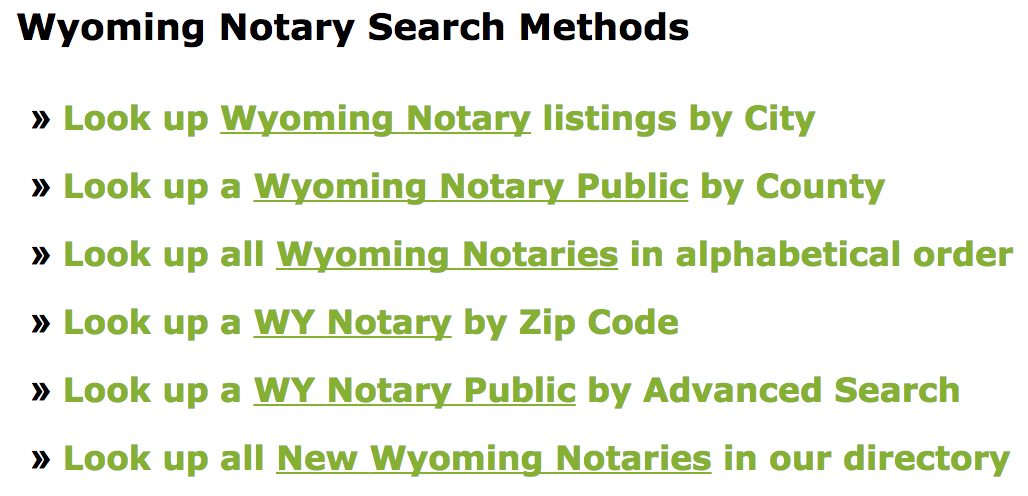 wyoming notary search methods