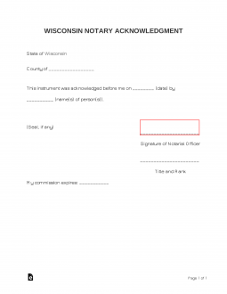 Wisconsin Notary Acknowledgment Form