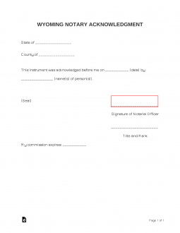 Wyoming Notary Acknowledgment Form