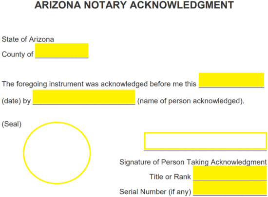 Free Arizona Notary Acknowledgment Form - PDF | Word – eForms