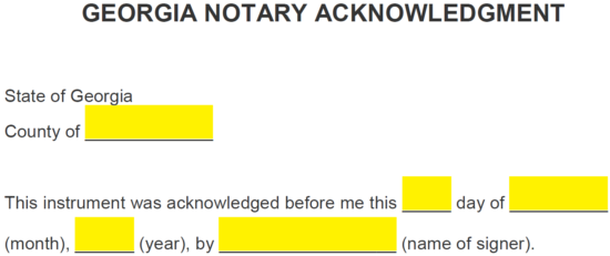 Free Georgia Notary Acknowledgment Form - PDF | Word | eForms – Free Fillable Forms