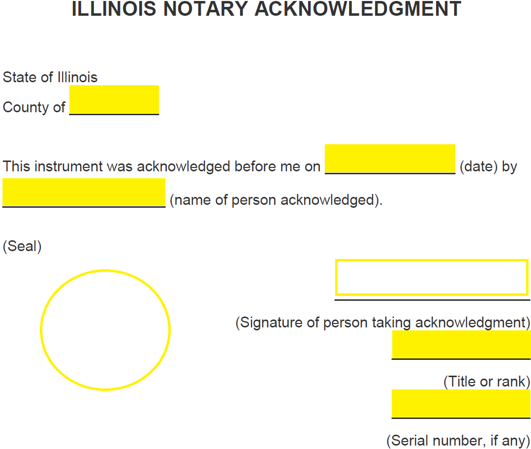 Free Illinois Notary Acknowledgment Form PDF Word eForms