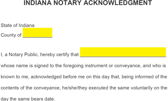 Indiana Notary Acknowledgement Requirements - Infoupdate.org