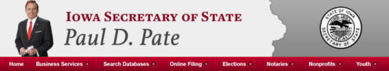 iowa secretary of state paul d. pate banner