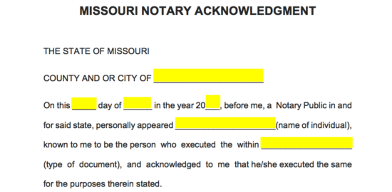 Notary Acknowledgment Form Printable