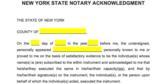 Ny Notary Acknowledgement Fill Out And Sign Printable Pdf Template Images