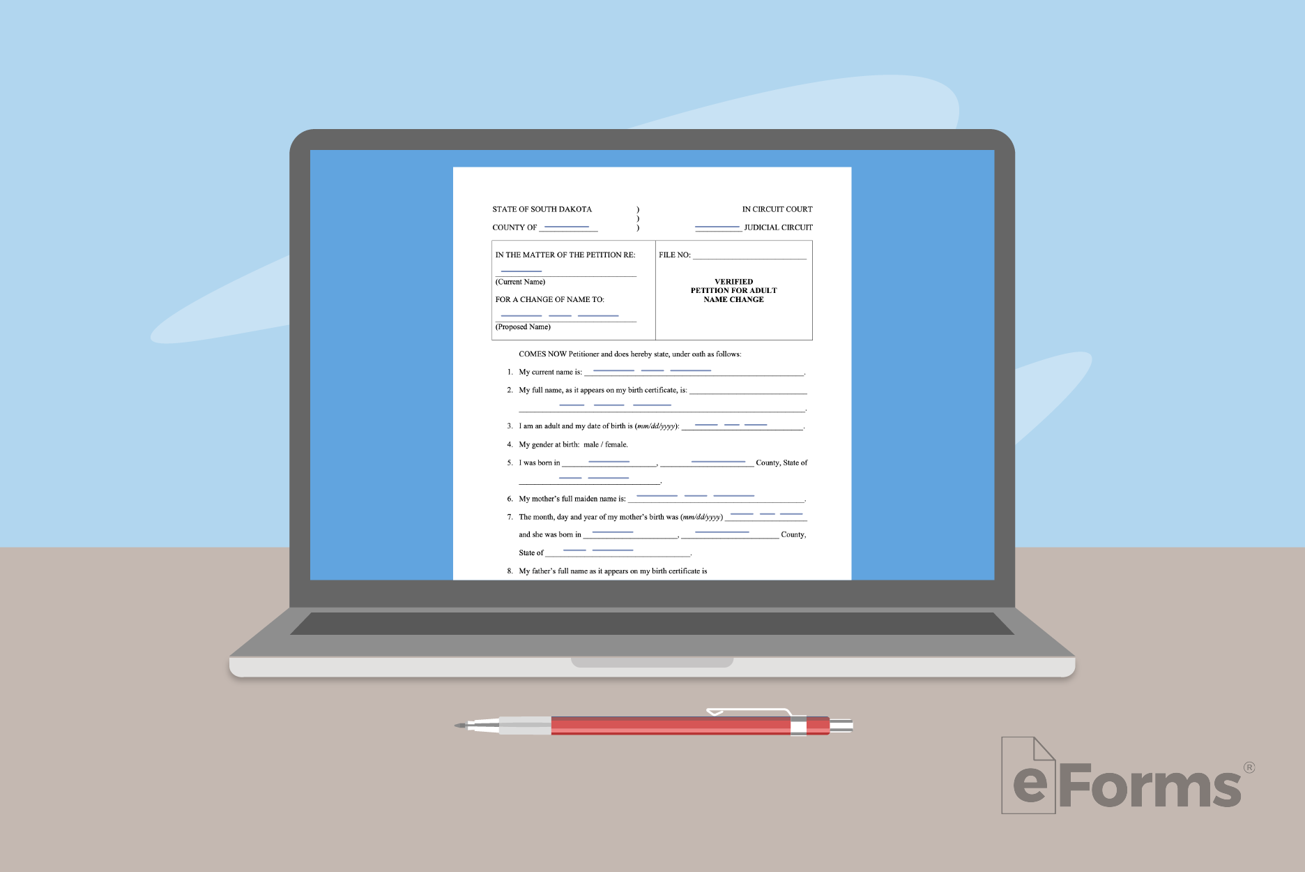 Laptop displaying online fillable petition.