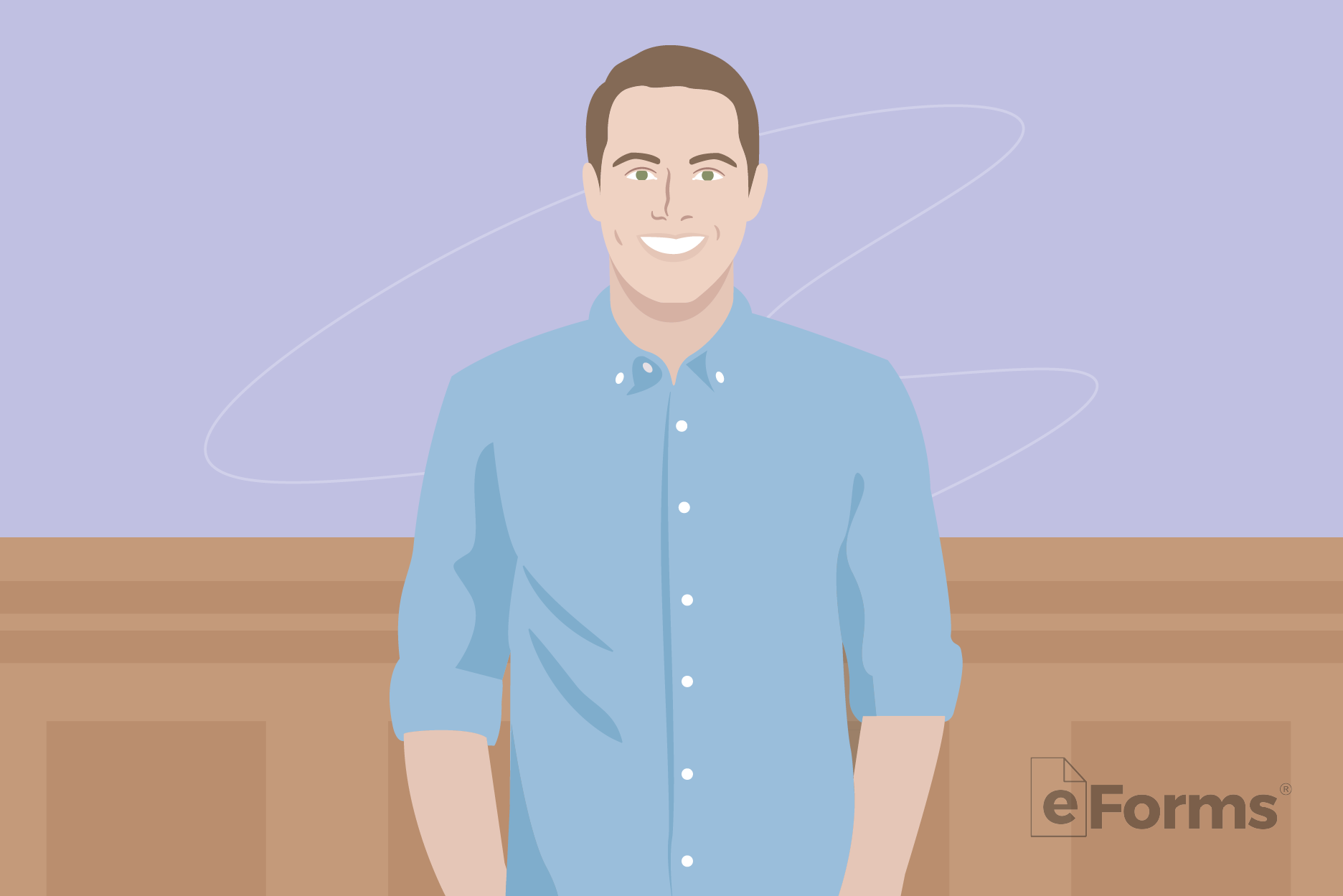 Man standing in courtroom.