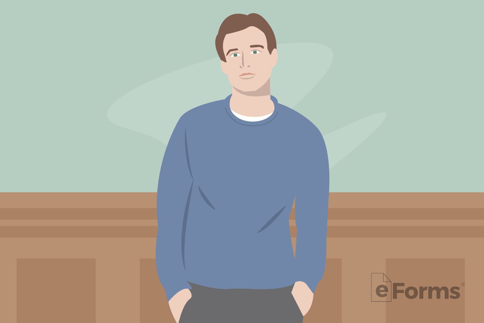 Young man in courtroom.