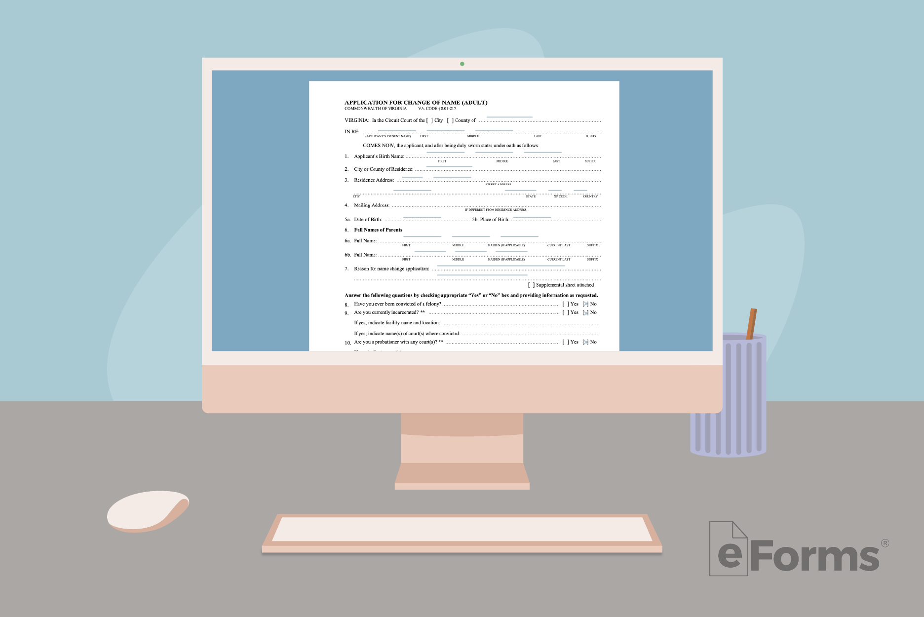 Desktop computer with document displayed.
