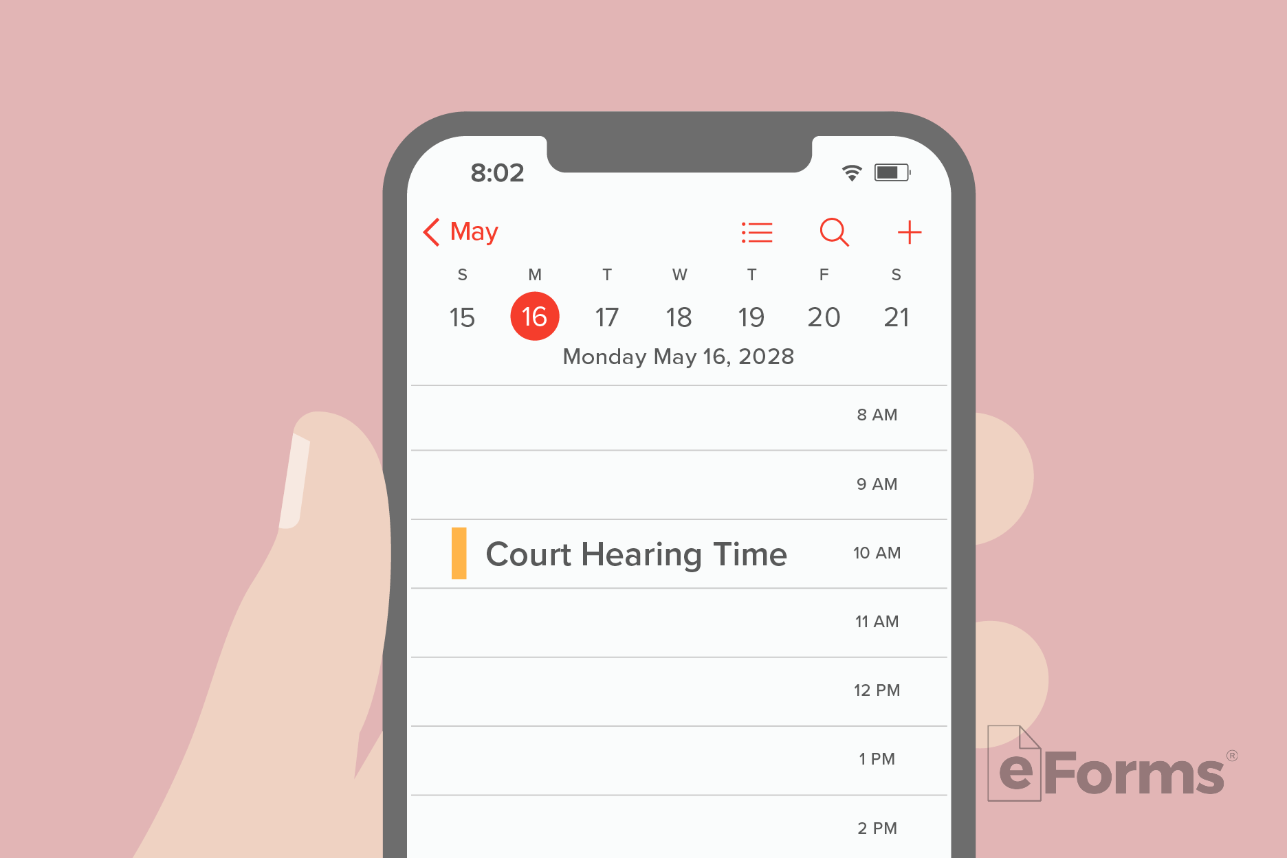 Smartphone displaying calendar and date.