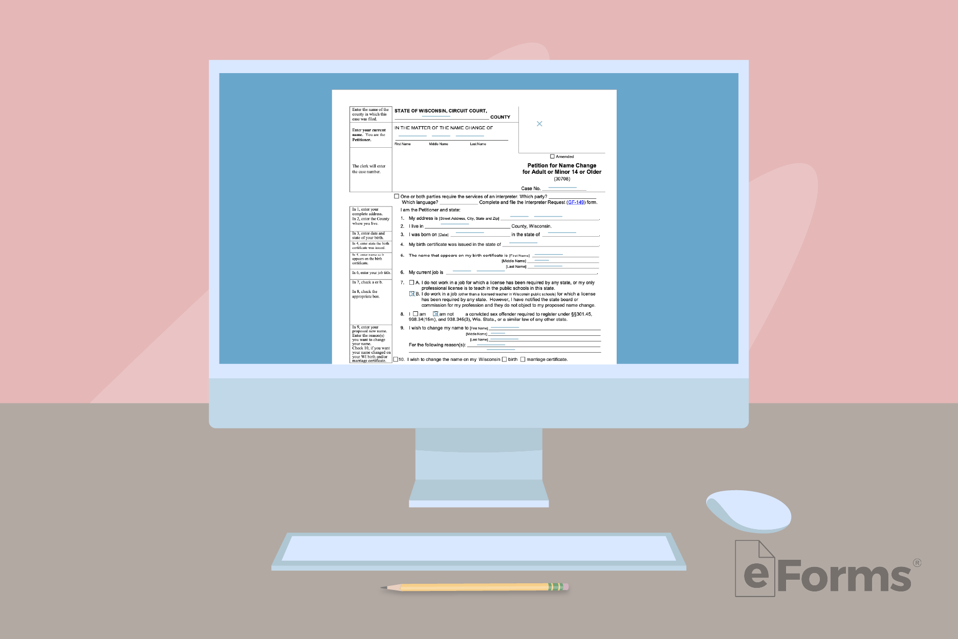 Petition form displayed on desktop computer.