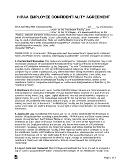 HIPAA Employee Confidentiality Agreement