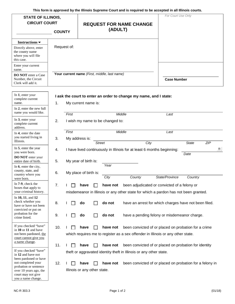 Free Illinois Name Change Forms | Petition - PDF – eForms