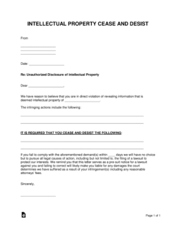 Intellectual Property Cease and Desist Letter Template