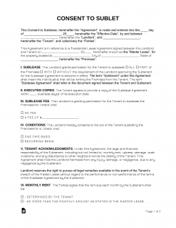 Landlord Sublease Consent Form
