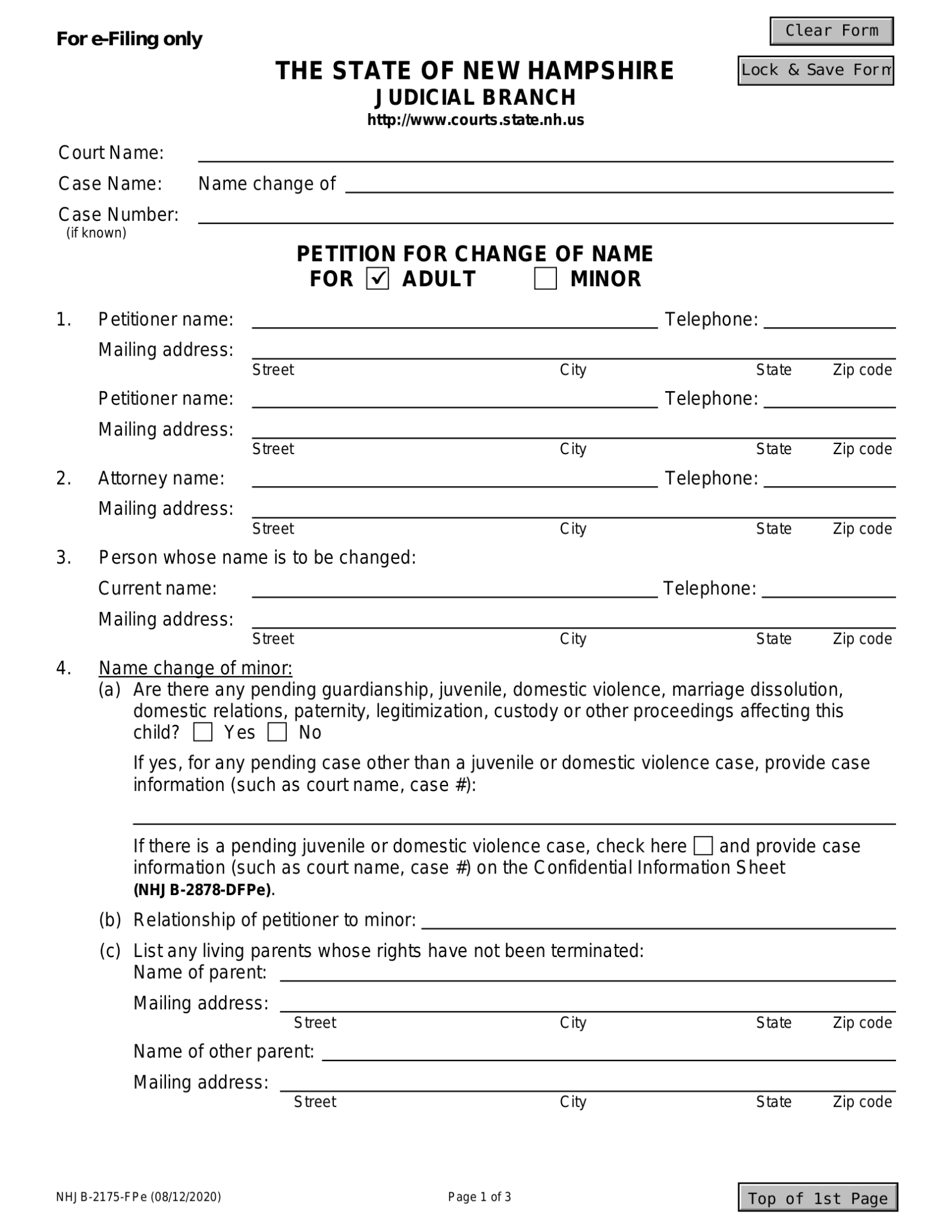 Free New Hampshire Name Change Forms PDF eForms