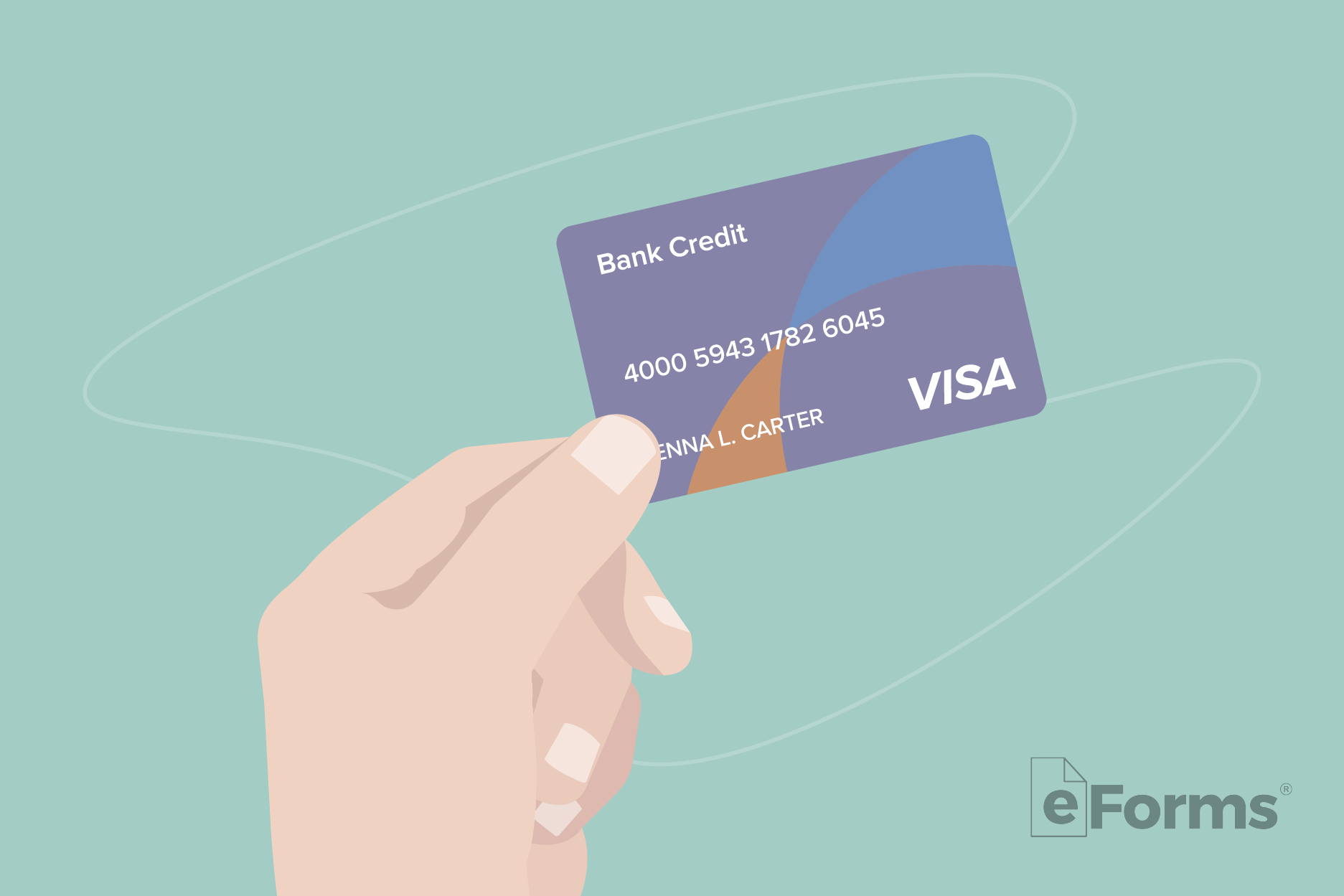 Hand holding up credit card.