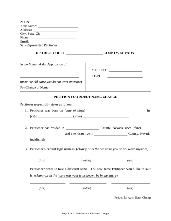 free nevada name change forms how to change your name in