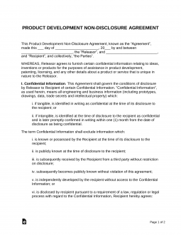Product Development Non-Disclosure Agreement (NDA)