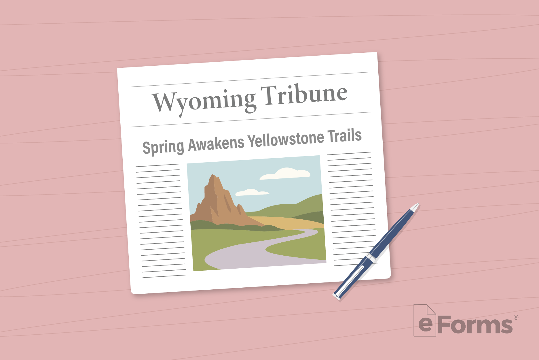 Wyoming newspaper and pen.