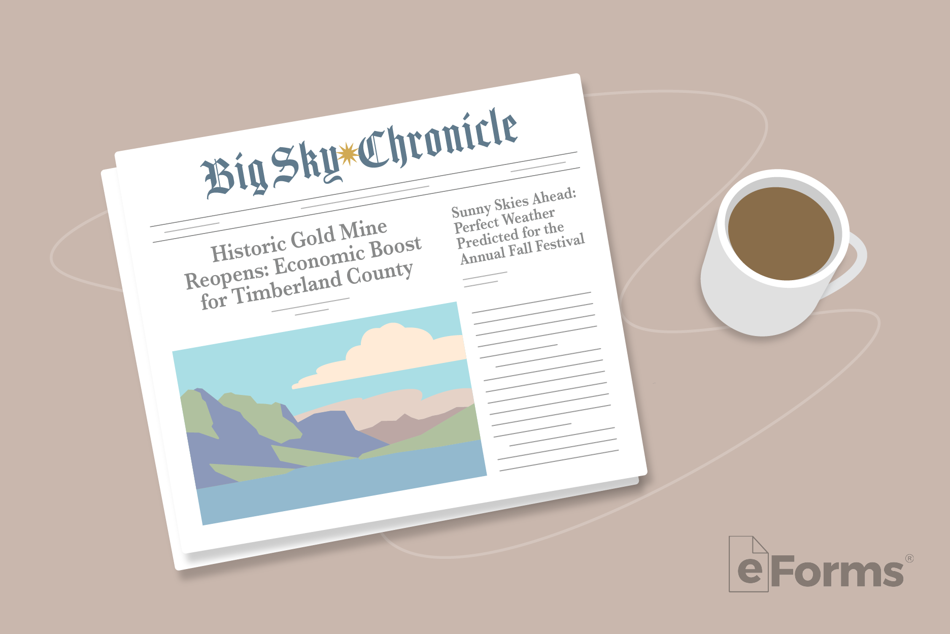 Montana newspaper with coffee cup.