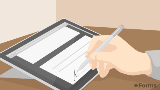 person signing NDA form on tablet