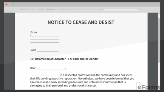Cease And Desist Letter Libel from eforms.com