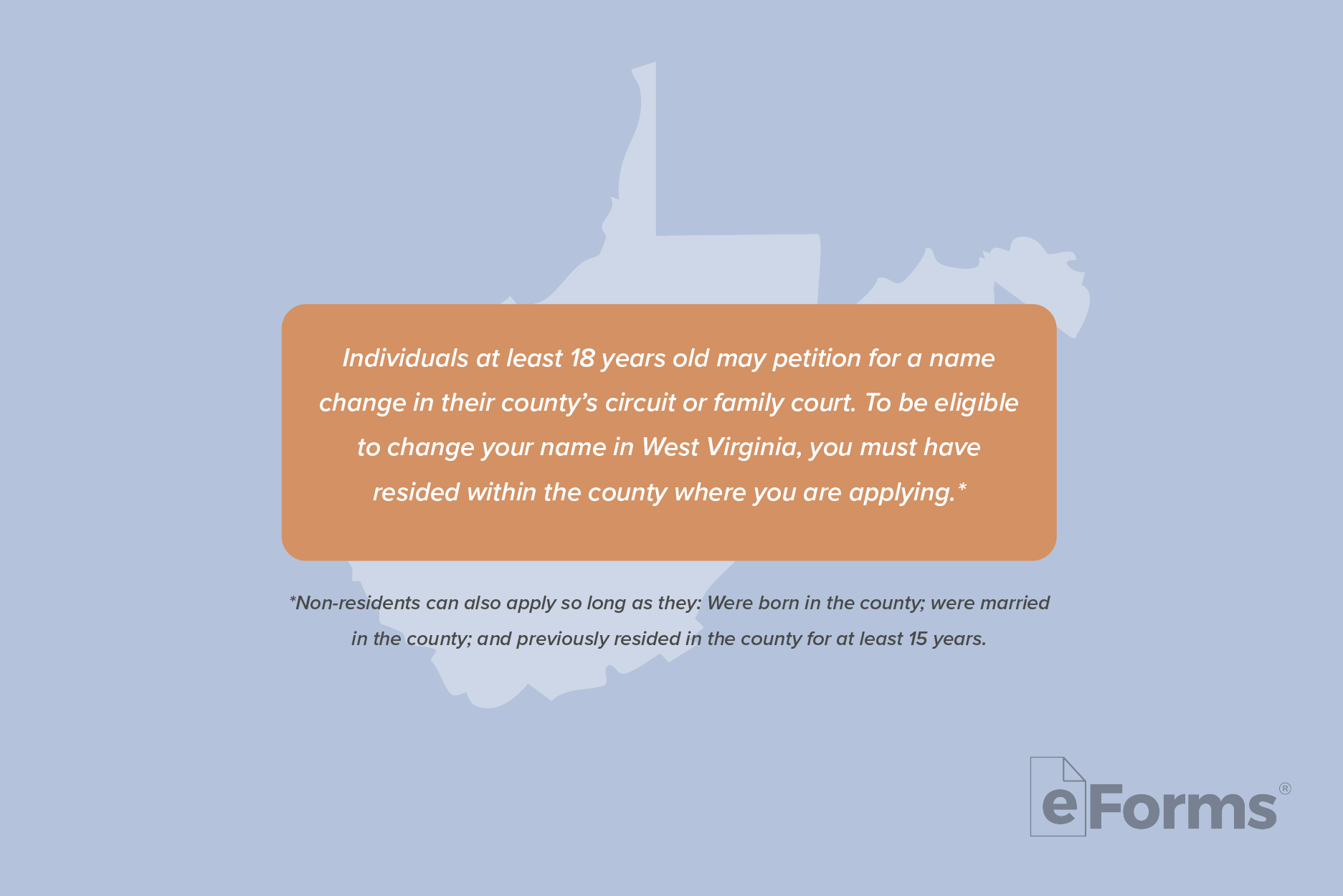Silhouette of West Virginia and eligibility requirements.