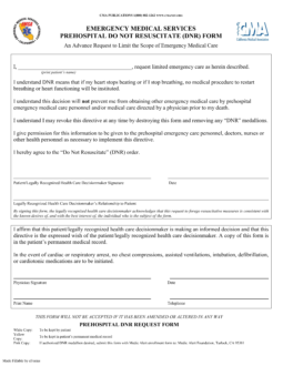 California Do Not Resuscitate (DNR) Order Form