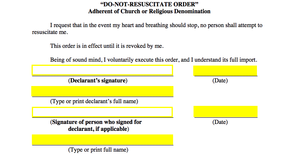 Free Michigan Do Not Resuscitate Dnr Order Form Pdf Eforms 7440