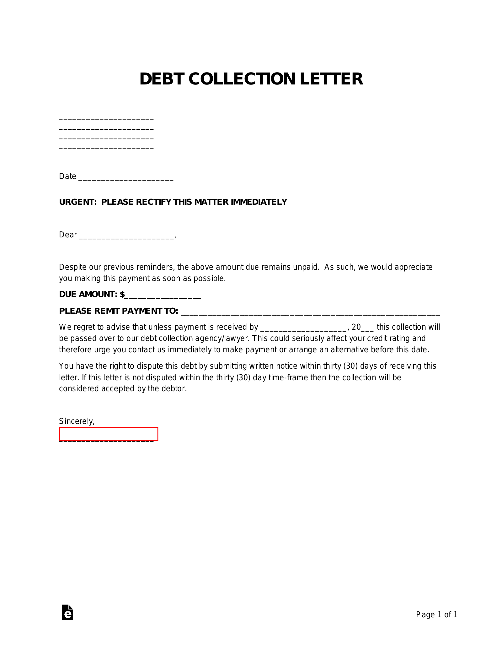 Sample Collection Letter To Customer from eforms.com