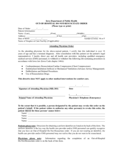 Iowa Do Not Resuscitate (DNR) Order Form