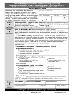 Nevada Do Not Resuscitate (DNR) Order Form
