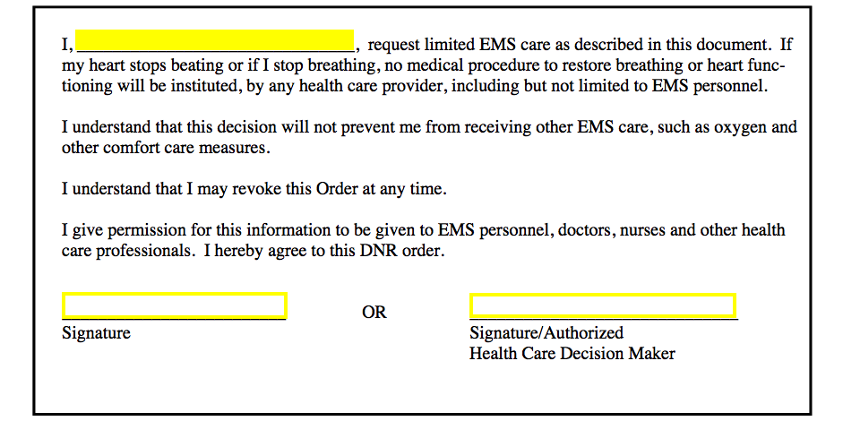 Free New Mexico Do Not Resuscitate Dnr Order Form Pdf Eforms 4738