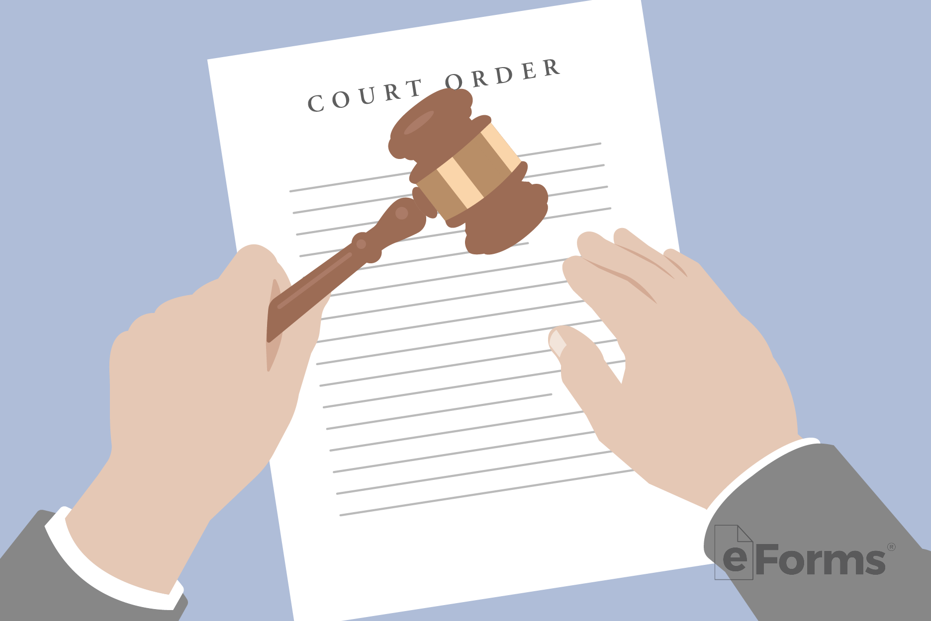 Judge with gavel and court order.
