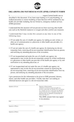 Oklahoma Do Not Resuscitate (DNR) Order Form