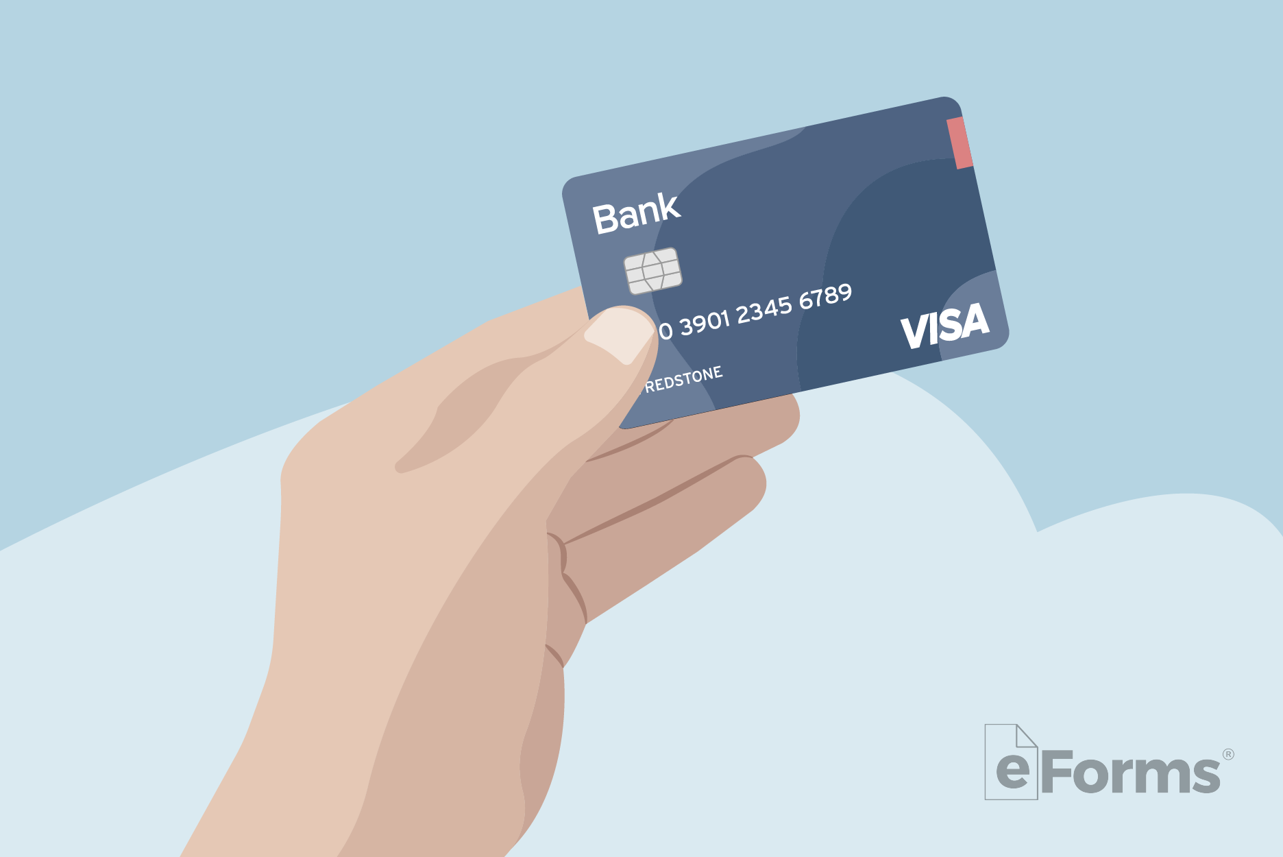 Hand holding credit card for use.
