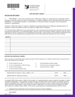 Connecticut Do Not Resuscitate (DNR) Order Form