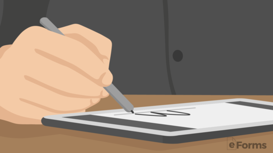 debtor signing debt validation letter using stylus on tablet
