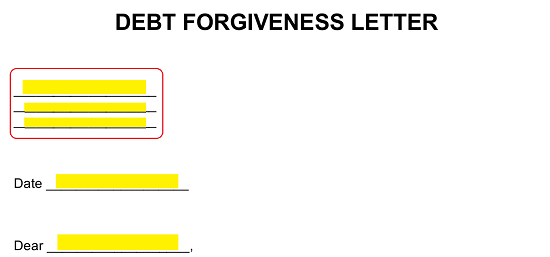 Free Debt Forgiveness Letter Template Sample PDF Word eForms