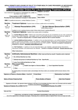 Montana Do Not Resuscitate (DNR) Order Form