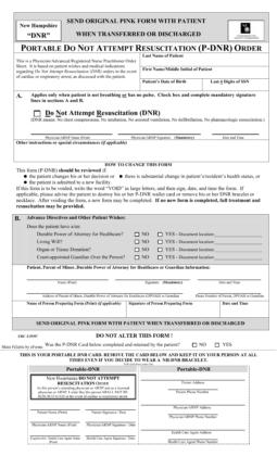 New Hampshire Do Not Resuscitate (DNR) Order Form
