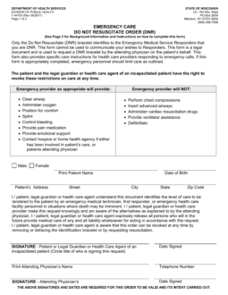 Wisconsin Do Not Resuscitate (DNR) Order Form