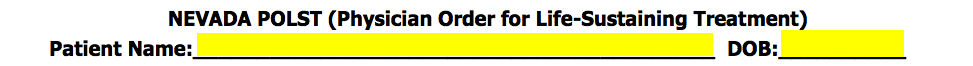 Free Nevada Do Not Resuscitate DNR Order Form PDF EForms