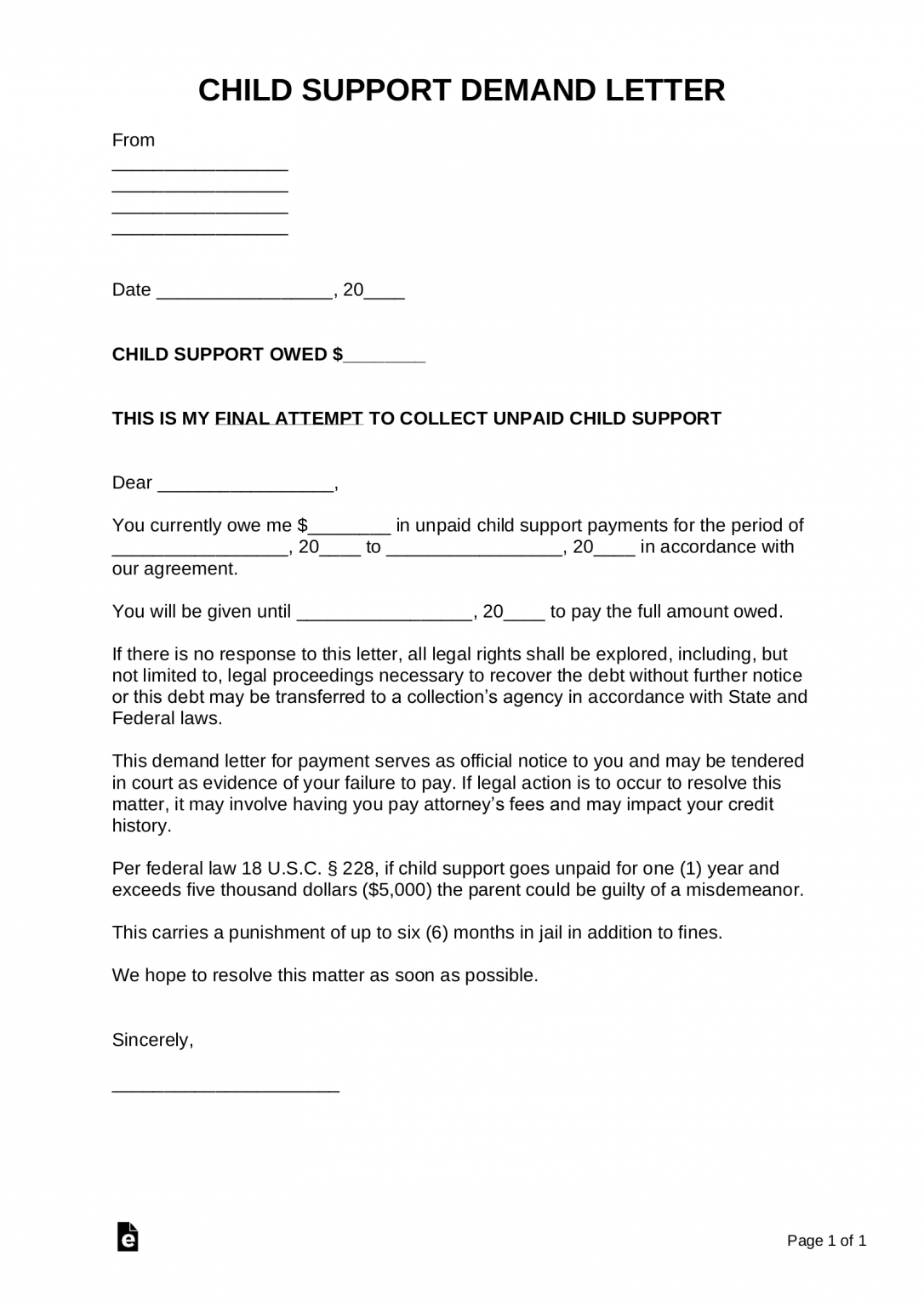 free-child-support-demand-letter-template-sample-pdf-word-eforms